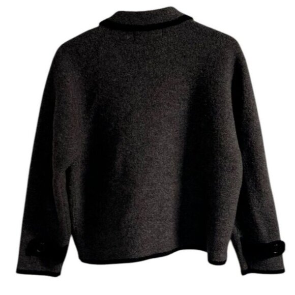 Herman Geist Petite Gray Boiled Wool Double Breasted Cardigan SIZE-PL - Picture 2 of 5